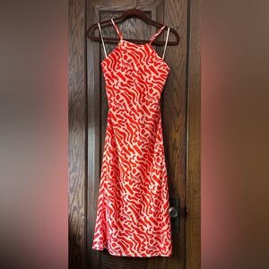 Land Of The Free NWT Spaghetti Strap Below Knee Orange/White Summer Dress, Sz S